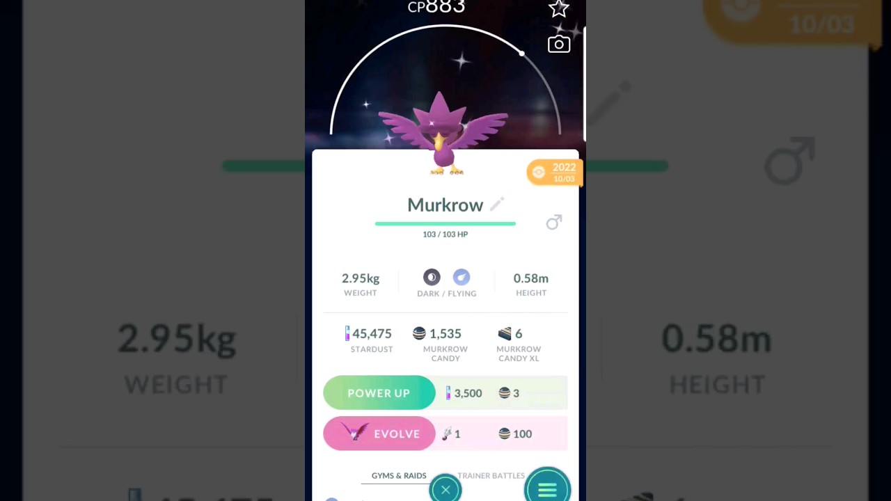 Transferring a shiny Murkrow in Pokemon GO