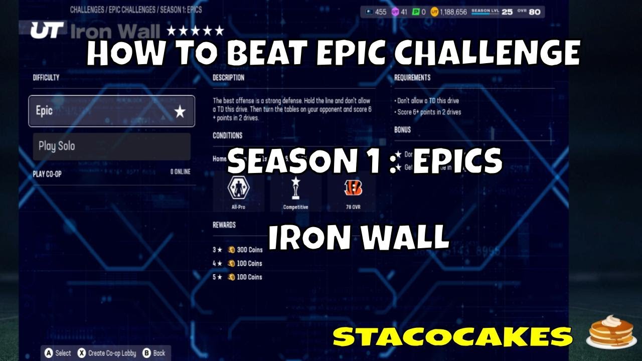 MADDEN 26 HOW TO BEAT THE EPIC CHALLENGE SEASON 1 : EPICS IRON WALL SOLO