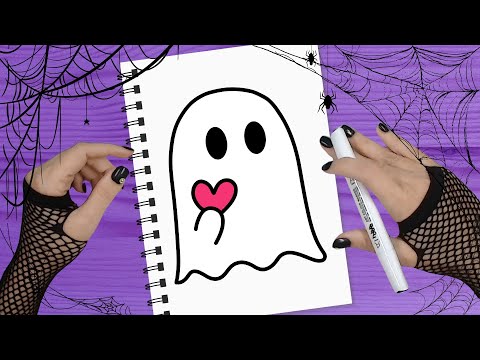 🤍🖤💖 Como desenhar um FANTASMA MUITO FÁCIL (DESENHO DE HALLOWEEN)