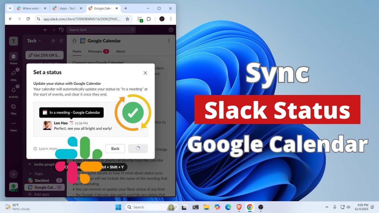 Как синхронизировать статус в Slack с календарем Google