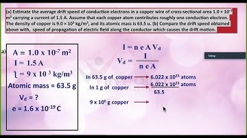 (a) Estimate the average drift speed of conduction electrons in a copper wire of cross-sectional ..