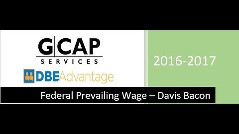 Federal Prevailing Wage - Davis Bacon