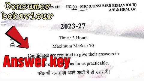 🔥Answer key Minor : Consumer behaviour. Lnmu Semester 4 Exam 22 dec 2025. 