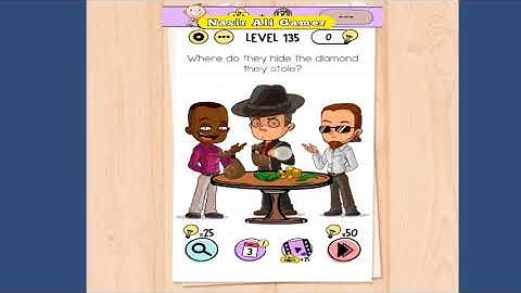 Brain Test Level 135 Where do they hide the diamond they stole? Walkthrough