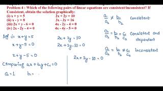 Which of the following pairs of linear equations are consistent/inconsistent If Consistent,....