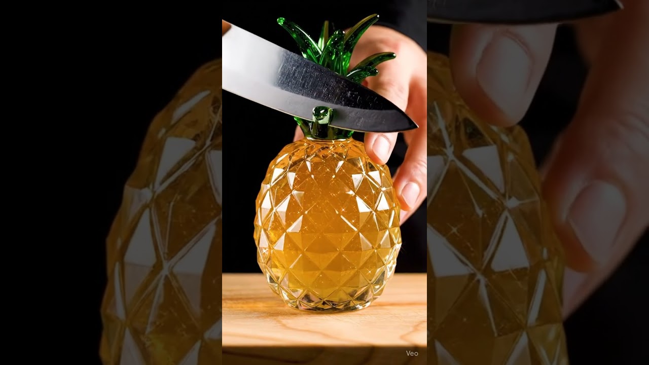 ✨ ASMR Glass Pineapple Cutting  Crystal Satisfying 8K 🍍💎  