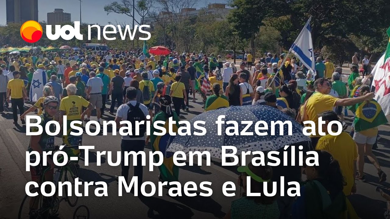 Bolsonaristas fazem ato pró-Trump em Brasília contra Moraes e Lula