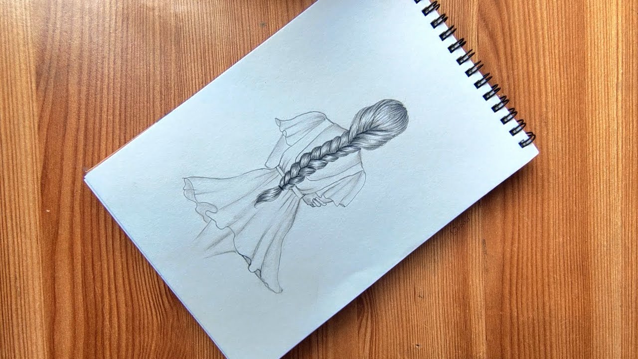 How to draw girl from back side ||girl back side simple drawing ||drawing of a girl step by step 