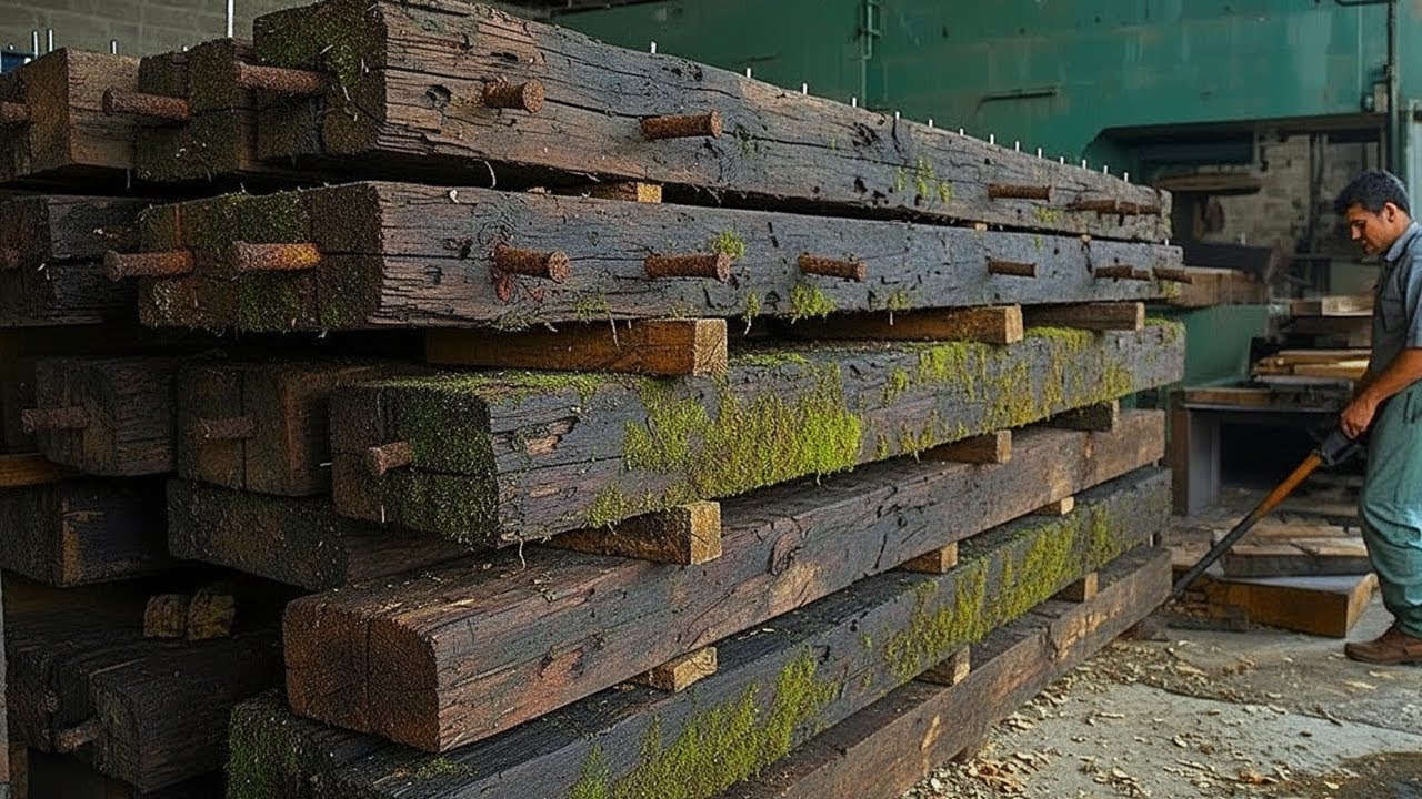 Incredible Transformation Process: Worthless Old Train Sleeper Wood to Thousand Dollar Value Table