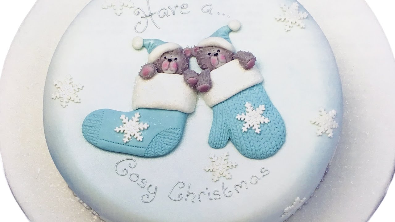 Karen Davies Cake Decorating Moulds / Molds - tutorial / how to - Christmas Teddy in Mitten