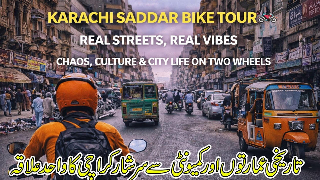 Karachi Saddar Bike Tour 🏍️ | Real Streets, Real Vibes | Chaos, Culture & City Life on Two Wheels