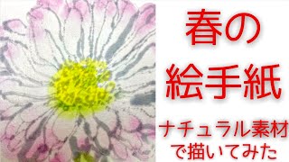 【春の絵手紙】花のかきかた　お子様や初心者向け　ナチュラルアート　絵手紙の基礎基本　簡単な絵手紙　デイジーの描きかた　絵手紙書き方解説　絵手紙風の花の描き方　簡単アート　子供から大人向けアート