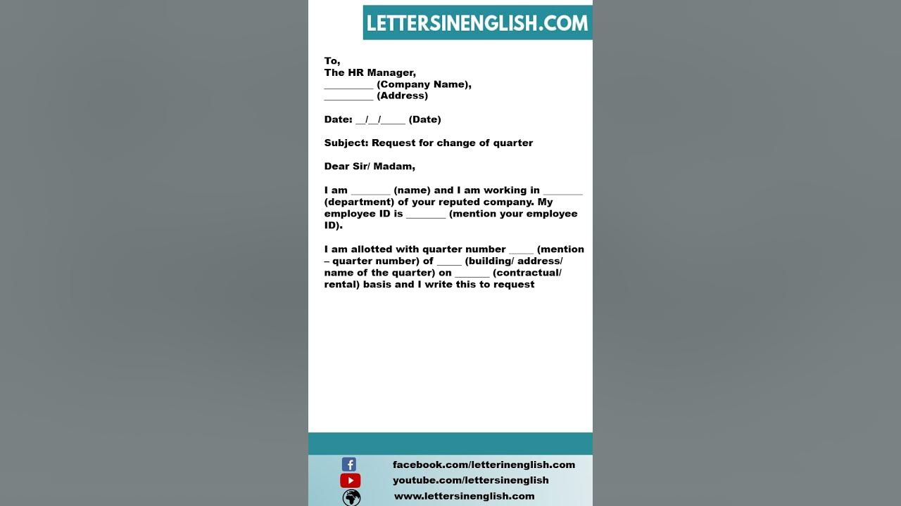 Request Letter for Change of Quarter YouTube
