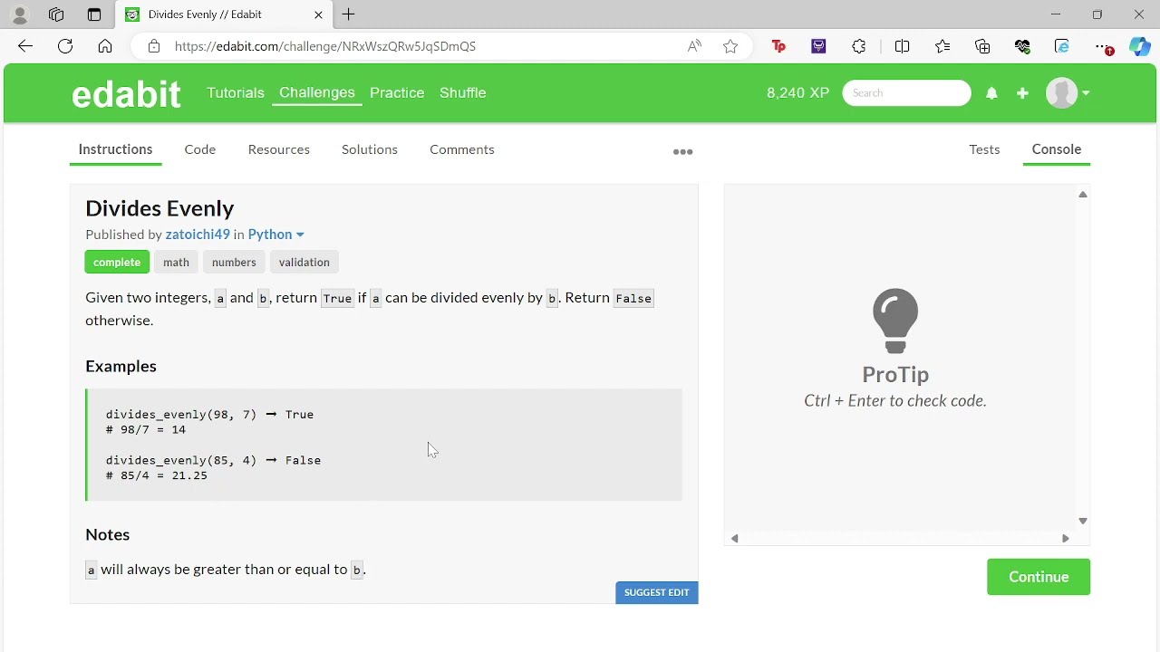 Python Tutorial for Beginners - Edabit - Divides Evenly