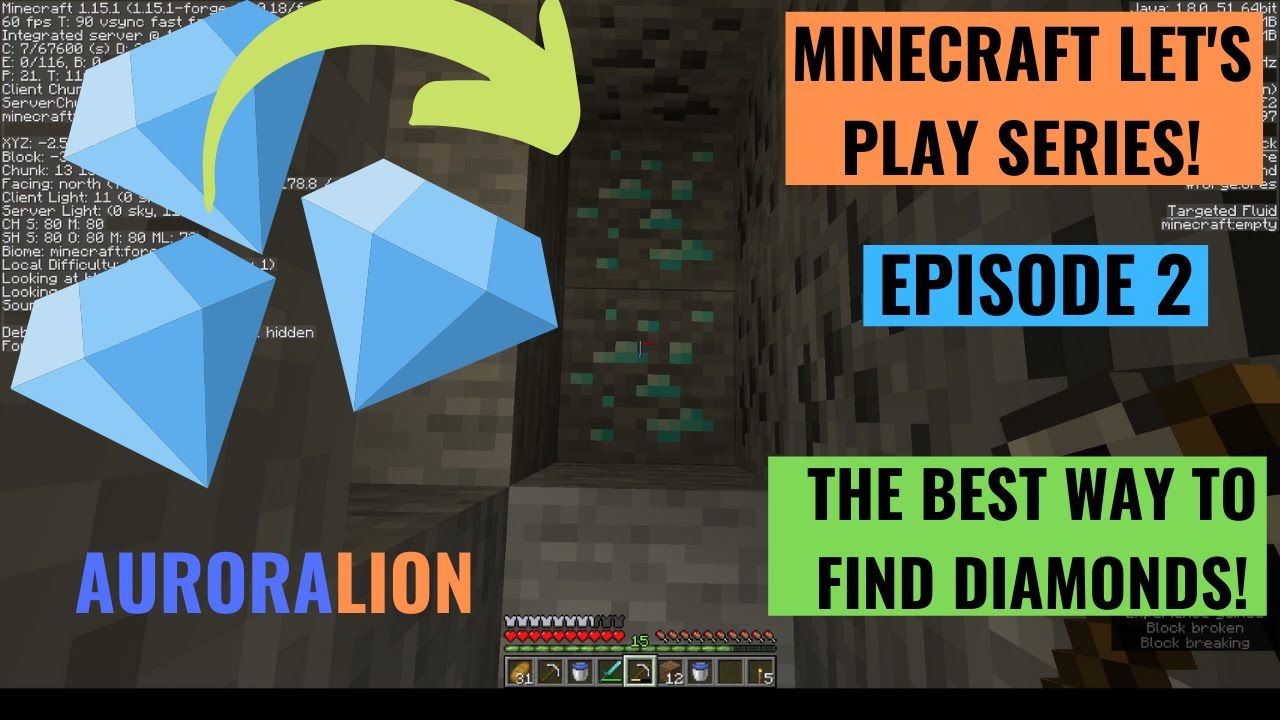 Minecraft Let's Play Episode 2 - HOW TO FIND THEM DIAMONDS! (1.15.1 ...