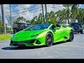 Lamborghini Huracan EVO Spyder V10 BULL Walkaround Interior Exterior SOUND at Lamborghini Miami