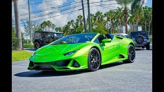 Lamborghini Huracan EVO Spyder V10 BULL Walkaround Interior Exterior SOUND at Lamborghini Miami