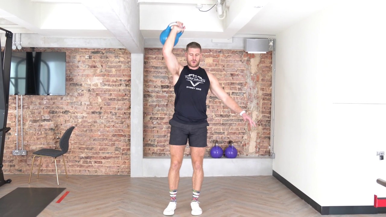 Single Arm Kettlebell Overhead Reverse Lunge - YouTube