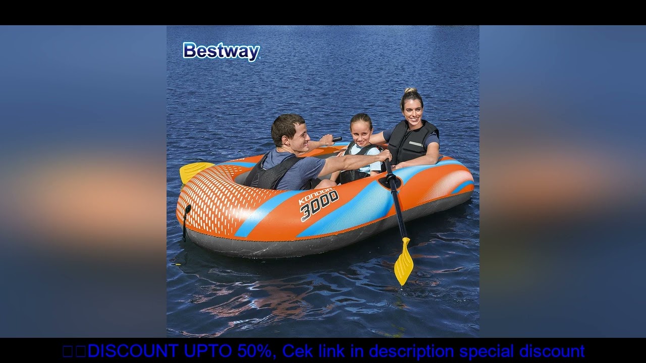 Bestway 61136/61140/61142/61146 1-3 Person Heavy Duty Inflatable Kayak - Long Lasting PVC Rafting Ad