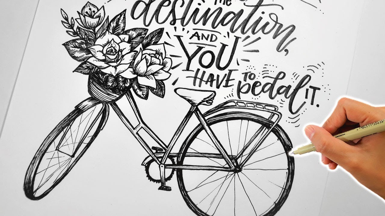 bicycle doodle letter with