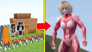 TITAN HÌNH NỮ Tấn Công Nhà Được Bảo Vệ Bởi bqThanh và Ốc Trong Minecraft (Female Titan)