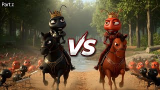 Red Ant King vs Black Ant Army! 🐜🔥 Epic War | Part 2