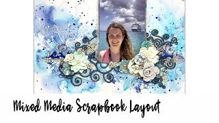 By The Sea Mixed Media Scrapbook Layout
