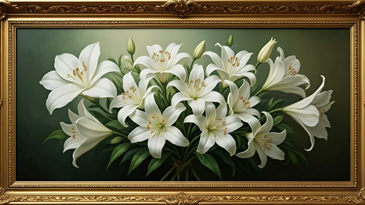 Elegant White Lily Floral Art 4K | Art Framed Screensaver | Frame TV Art | FrameView Artworks