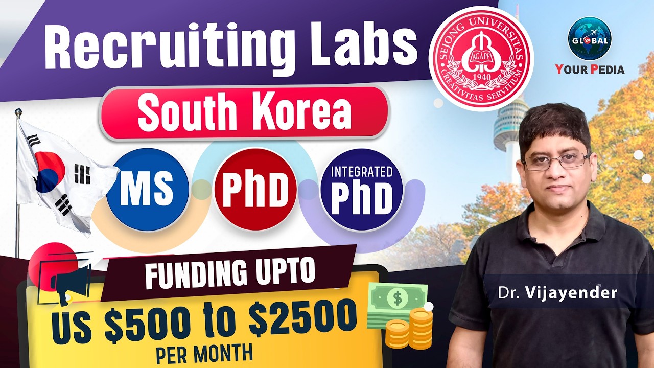 MS, PhD & Integrated PhD Funding up to US $500-2500 PM | South Korea Recruiting labs