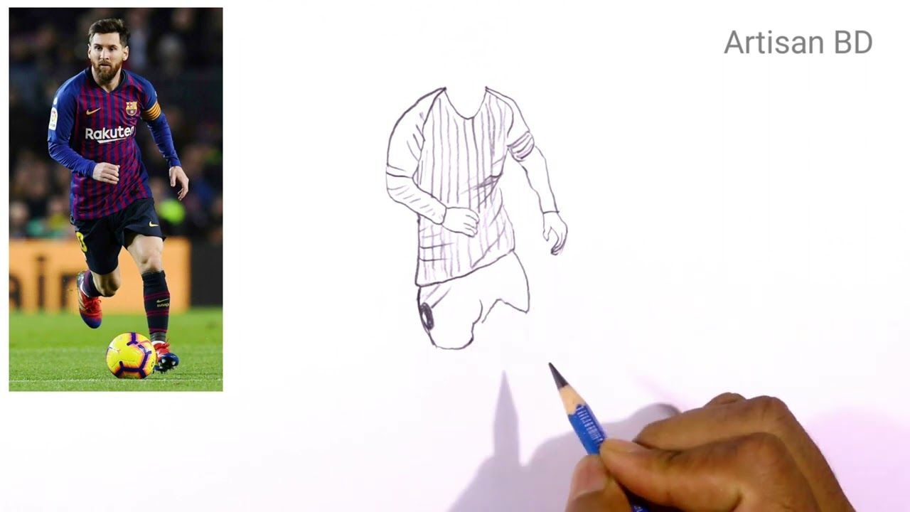 How To Draw Lionel Messi | Step By Step Very Easy Pencil Sketch | messi ...