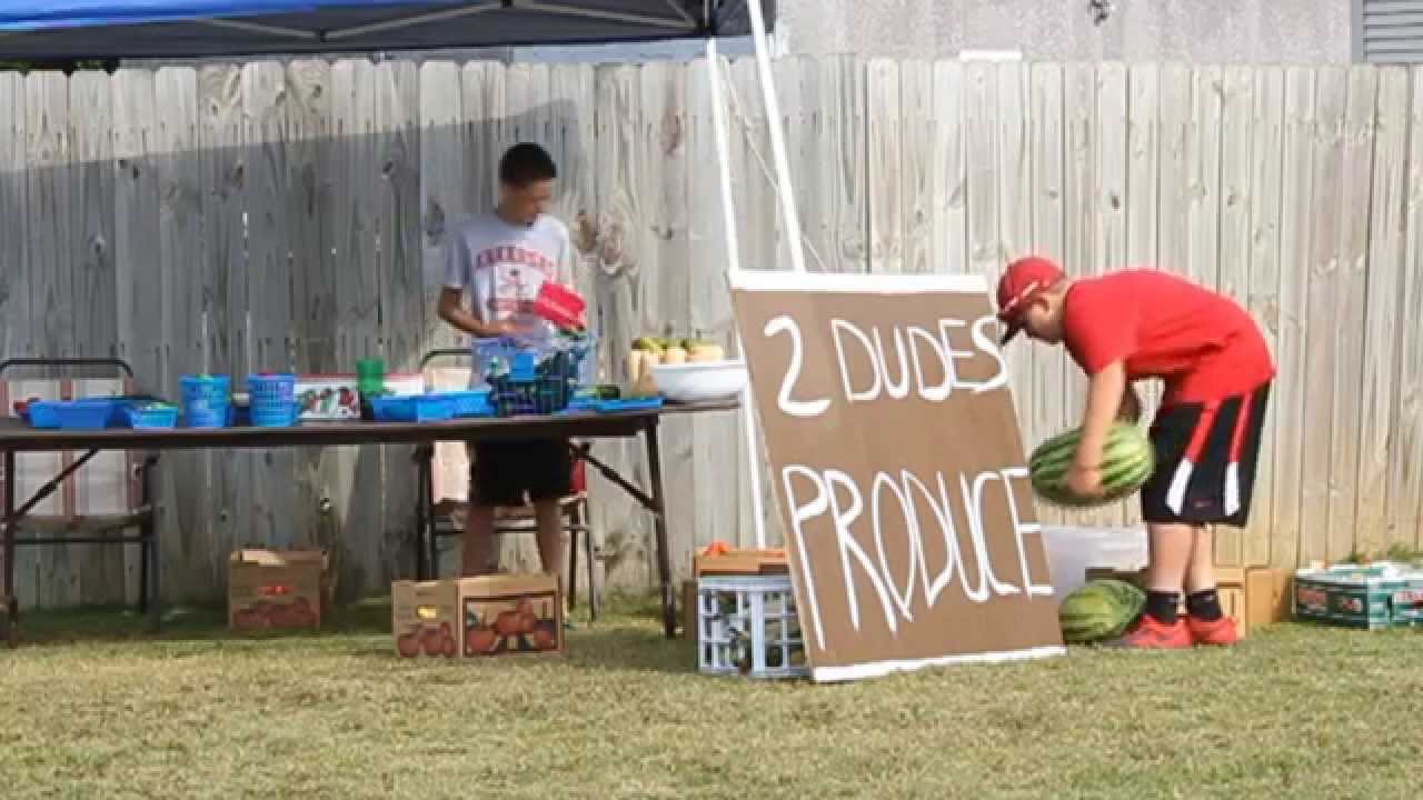 My Grandson Denton and his friend Blake. "2 DUDES PRODUCE STAND" YouTube