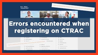 Issues registering on CTRAC: Unable to save address or password errors.