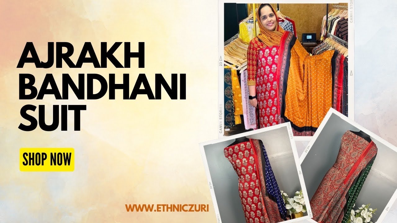 Ajrakh Handblock Printed Modal Silk Top and Bandhani Dupatta❤️| Order now| ethnic zuri
