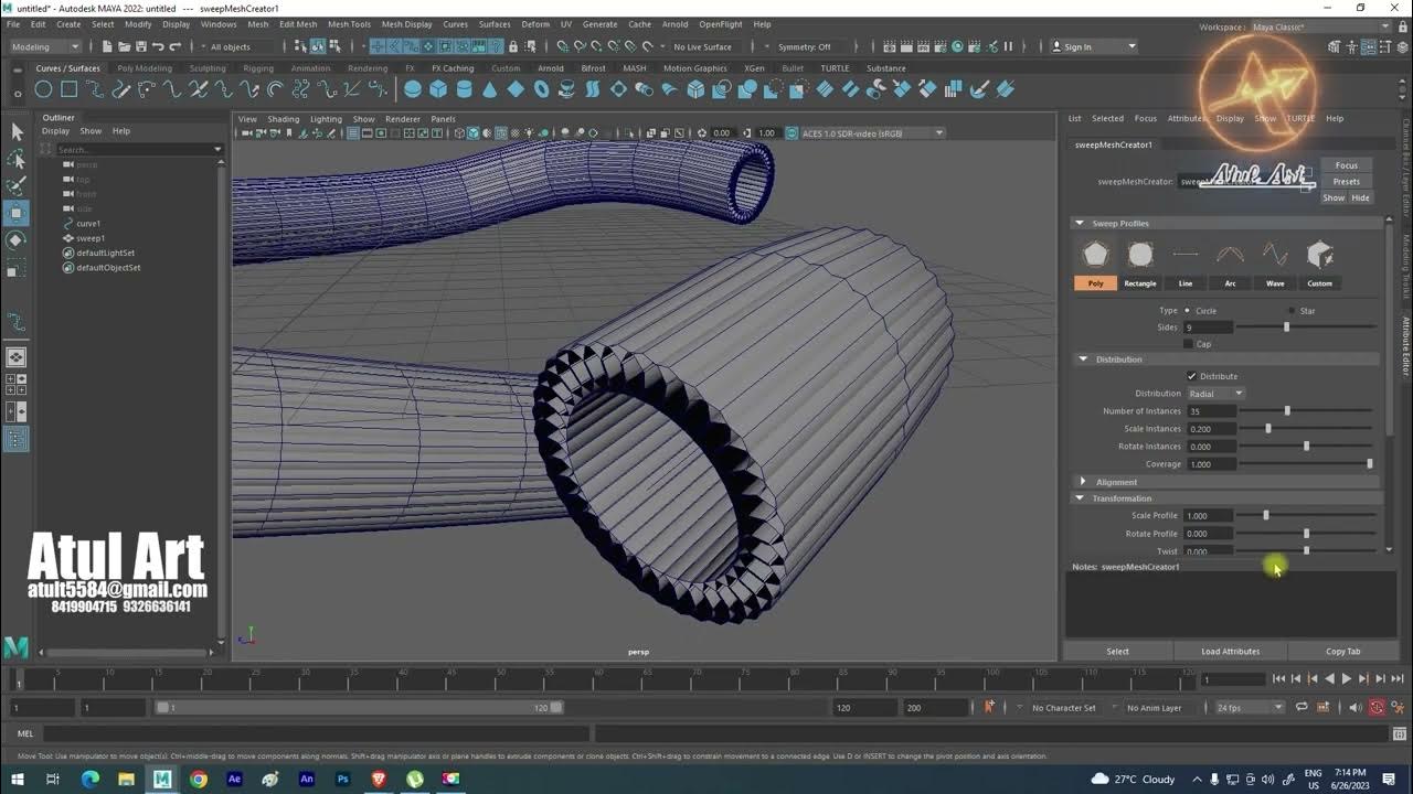 Sweep mesh in Maya YouTube