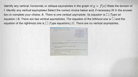 Identify any vertical, horizontal, or oblique asymptotes in the graph of y=f(x) State the domain of