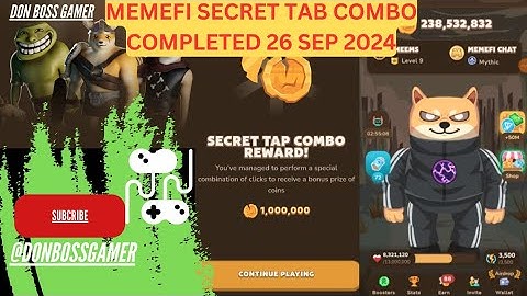 Memefi Secret Combo Reward 26 Sep | 1M Coins | All Levels Revealed #memefi #memefidailycombo #secret