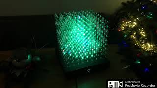 Happy new year, fireworks and christmass tree in RGB LED cube