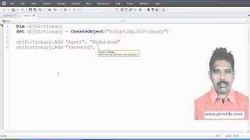 Dictionary Object in UFT