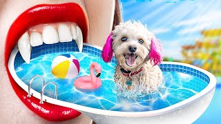 Mình Biến Thành Ma Cà Rồng! Tụi Mình Xây Công Viên Nước Tại Nhà Cho Thú Cưng!