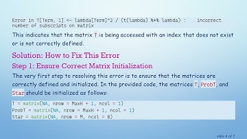 Understanding and Fixing the Incorrect Number of Subscripts on Matrix Error in R