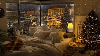 Unwind in Your Cozy Bedroom with Smooth Piano Jazz Music 🎶 Snow on Window and Christmas Ambience screenshot 1