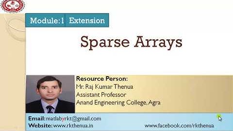 Lecture-39: MATLAB Sparse array (Hindi/Urdu)