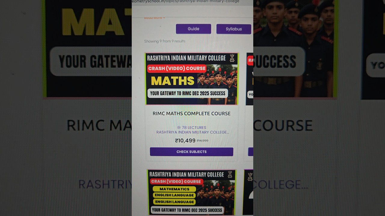 RIMC Maths Crash Course 2025 | Complete Syllabus in One Course |Join 9528827121 
