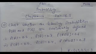 Class 11 || Chapter Probability Ex:-16.3 || Question no.12 Answer.