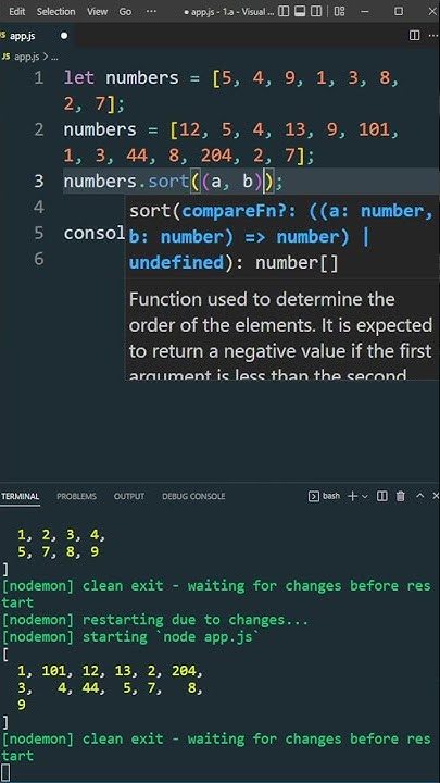 JavaScript sort() method - #shorts - YouTube