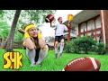 FOOTBALL TRICK SHOT BOYS VS GIRLS Challenge! SuperHeroKids Funny Family Videos