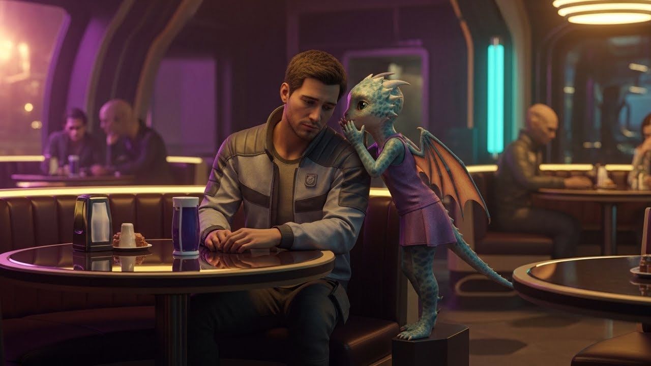 A human was alone on a blind date. Then, a little dragon girl whispered this to him... SCi-Fi Story