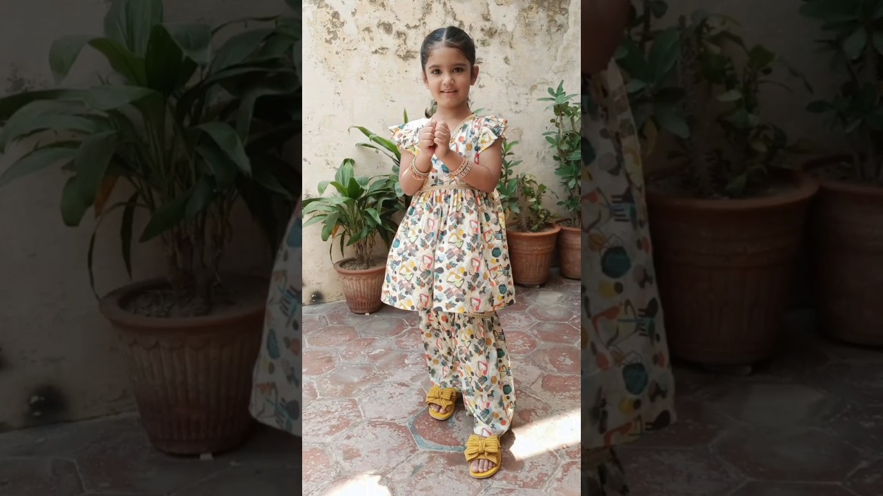 6  years girl belt wali shalwar cutting and stitching... click on related video.. 