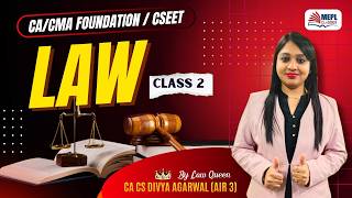 CA/CMA Foundation &amp; CSEET | LAW - Class 2 By Divya Agarwal Mam | MEPL Classes