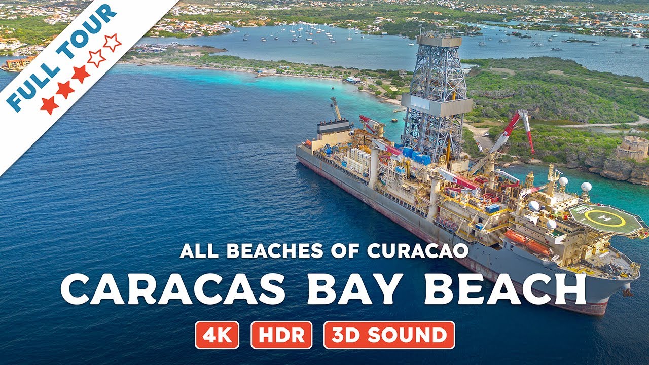 Caracas Bay Beach, Curacao — Beach Walking Videos of ALL Beaches of Curacao (4K, HDR, 3D Sound)